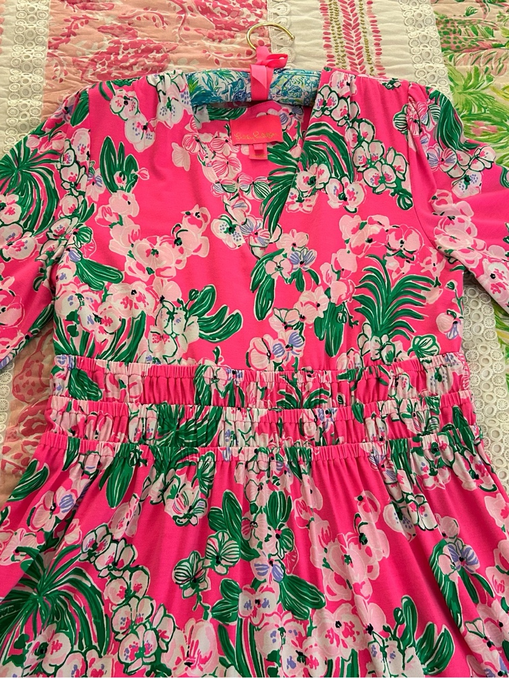 Size Large Women’s Lilly Pulitzer Pink Floral Long-Sleeve Dress